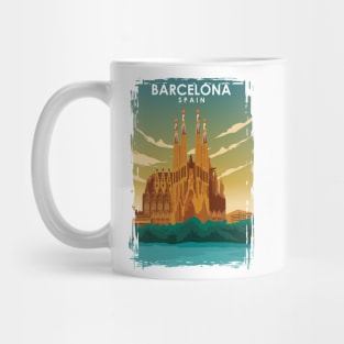 Barcelona Spain Cathedral Travel Poster Mug